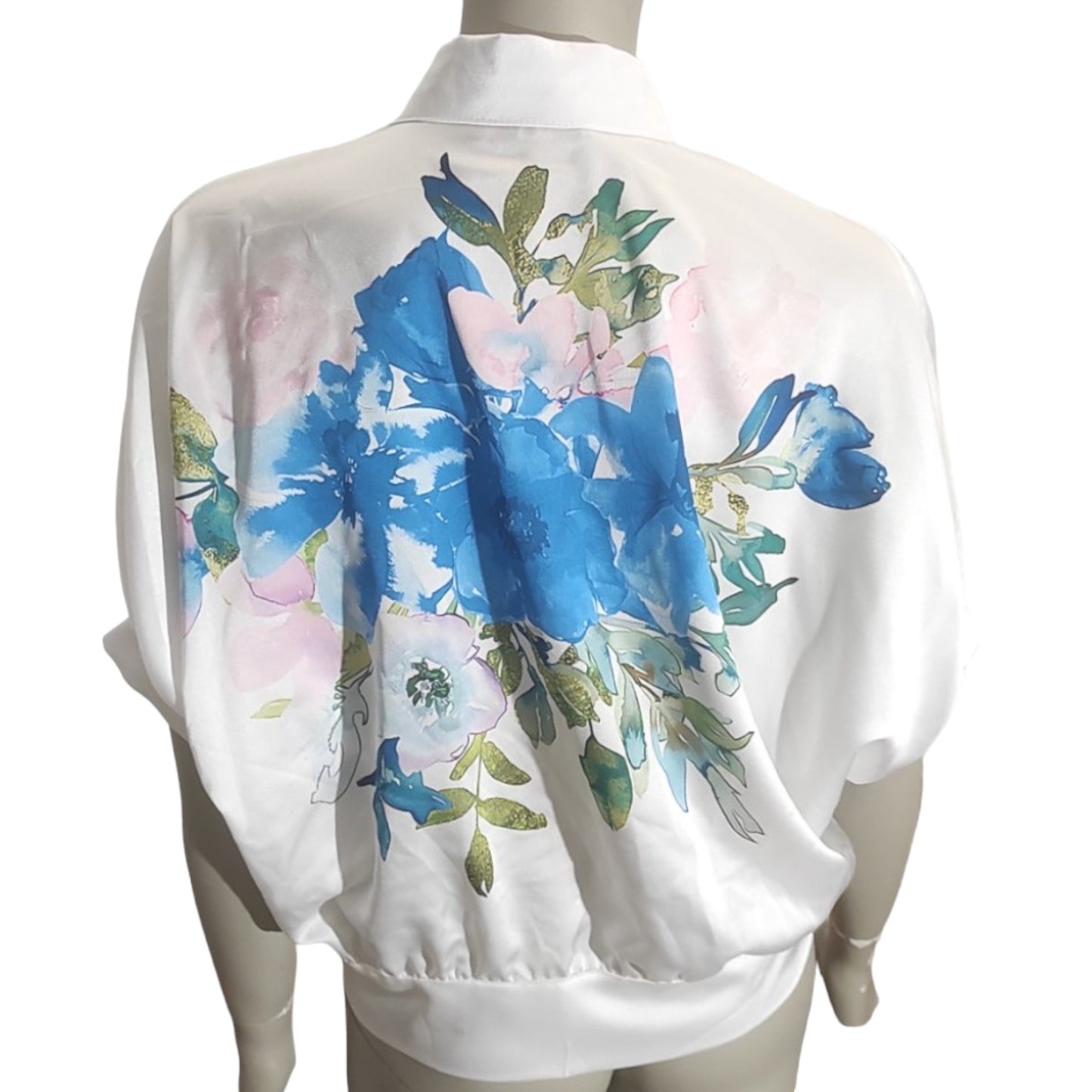 Chemisier imprimé floral bleu - White - Made in Italy