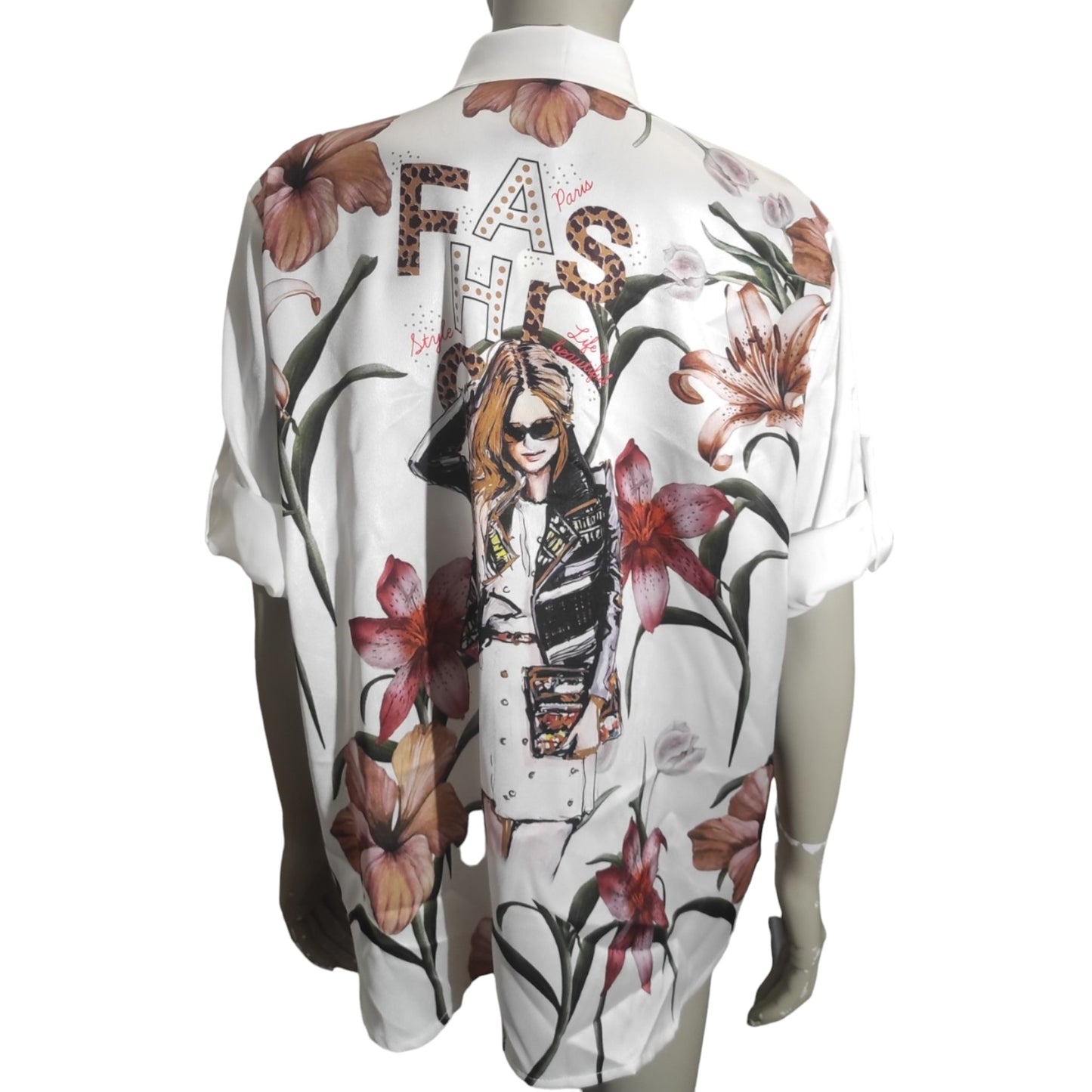 Chemisier imprimé floral - White - Made in Italy