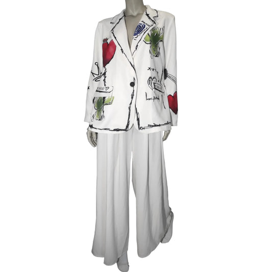 Ensemble Blazer branché - White imprimé