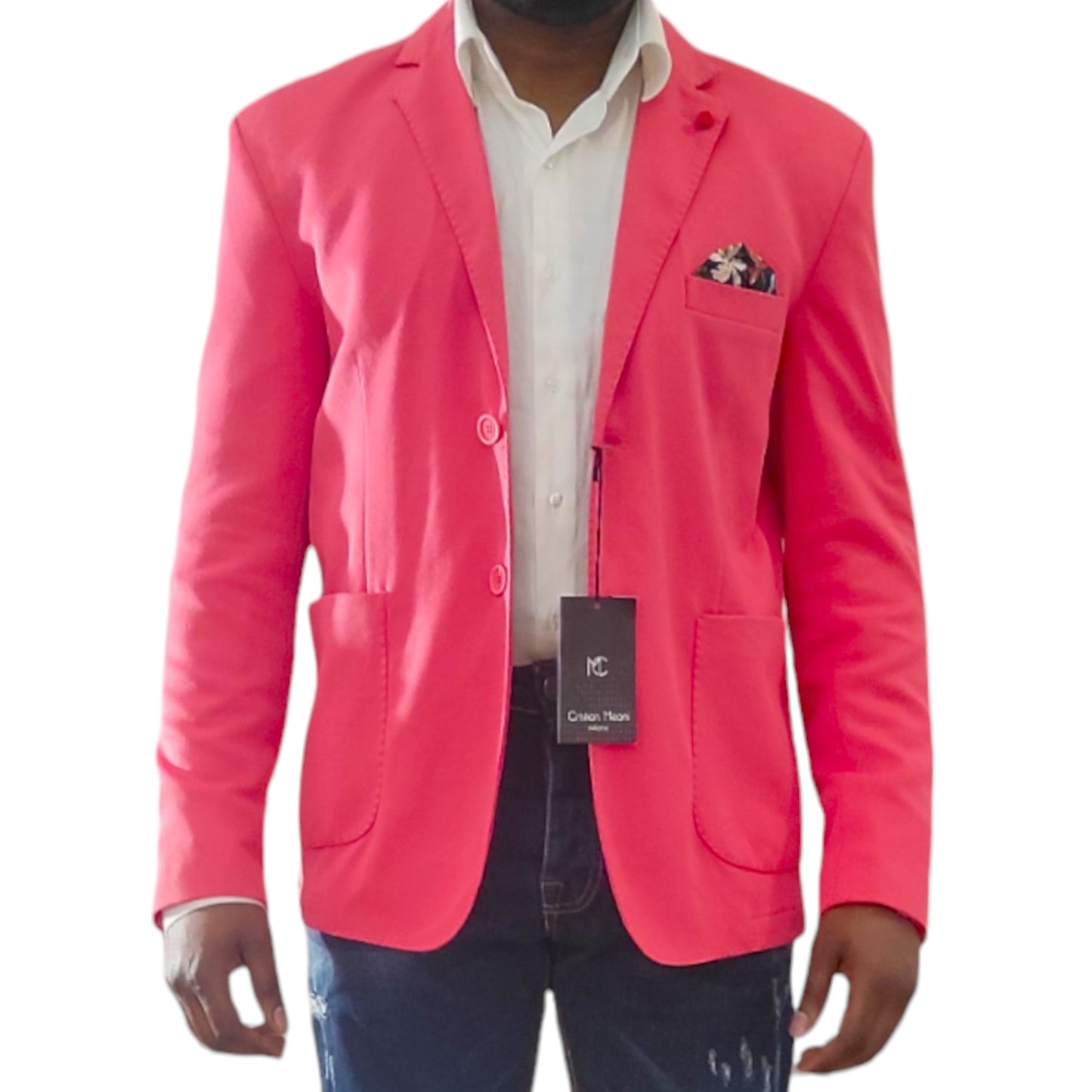 Veste Homme - Blazer Sportif Tricot Rose pour Homme - Élégance Décontractée - Made in Italy