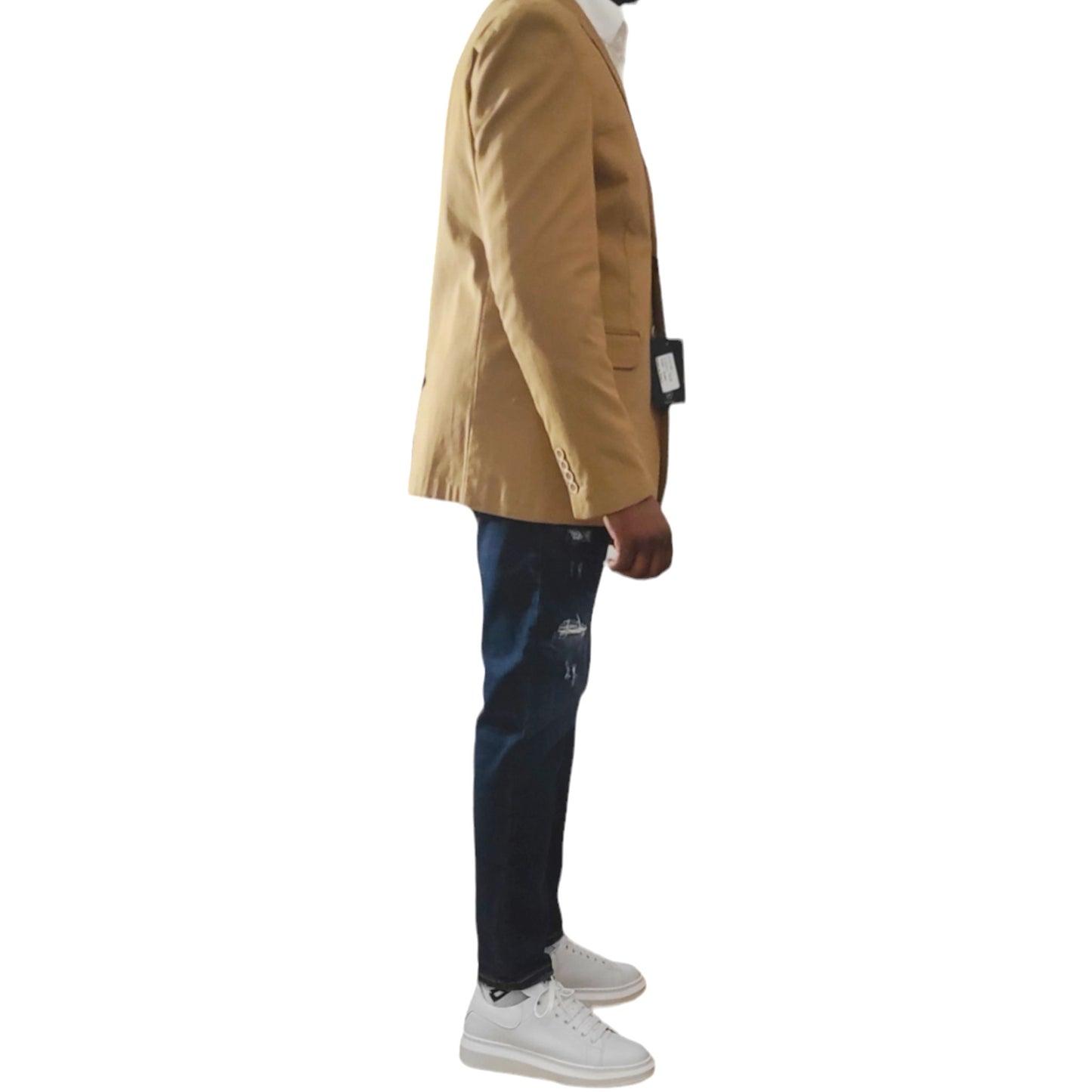 Veste Homme Blazer Beige - Made in Italy - Tissu Épais, Poche Plaquée et Fonte