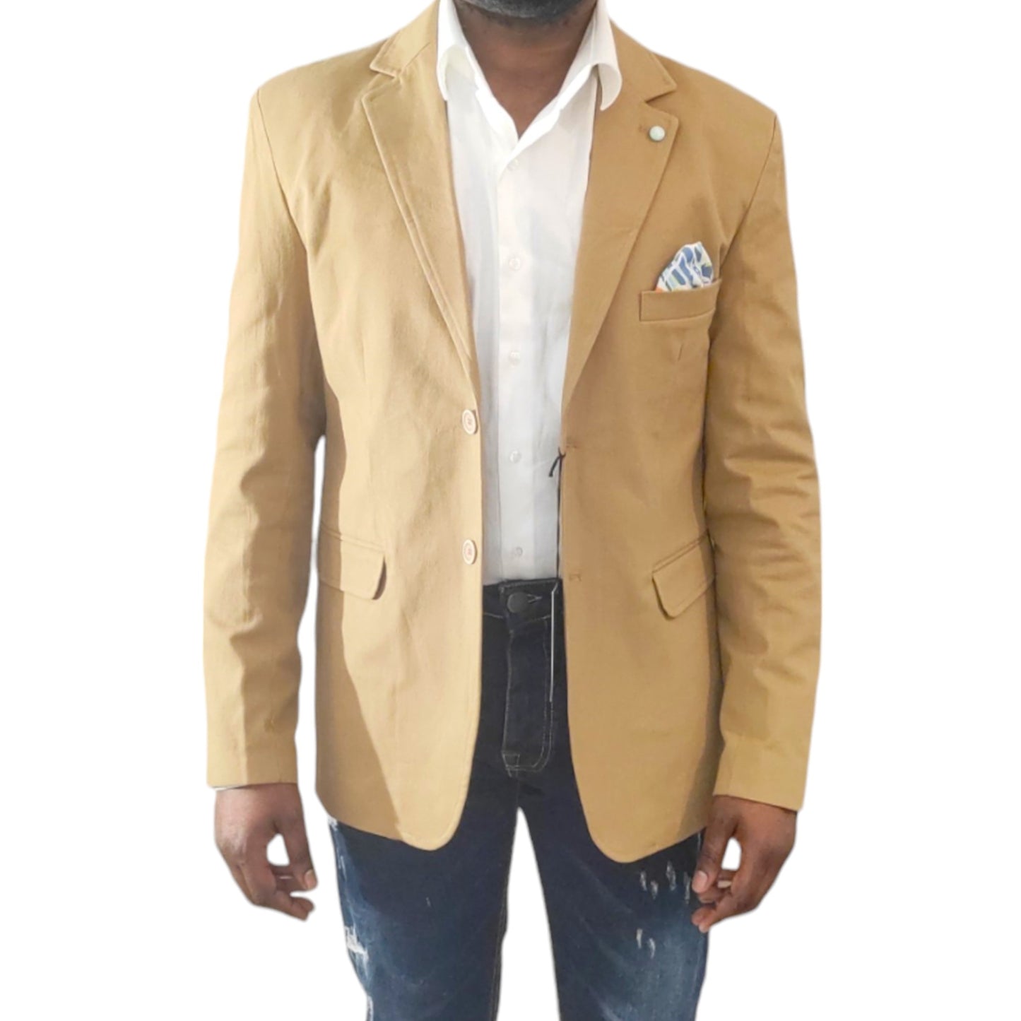 Veste Homme Blazer Beige - Made in Italy - Tissu Épais, Poche Plaquée et Fonte