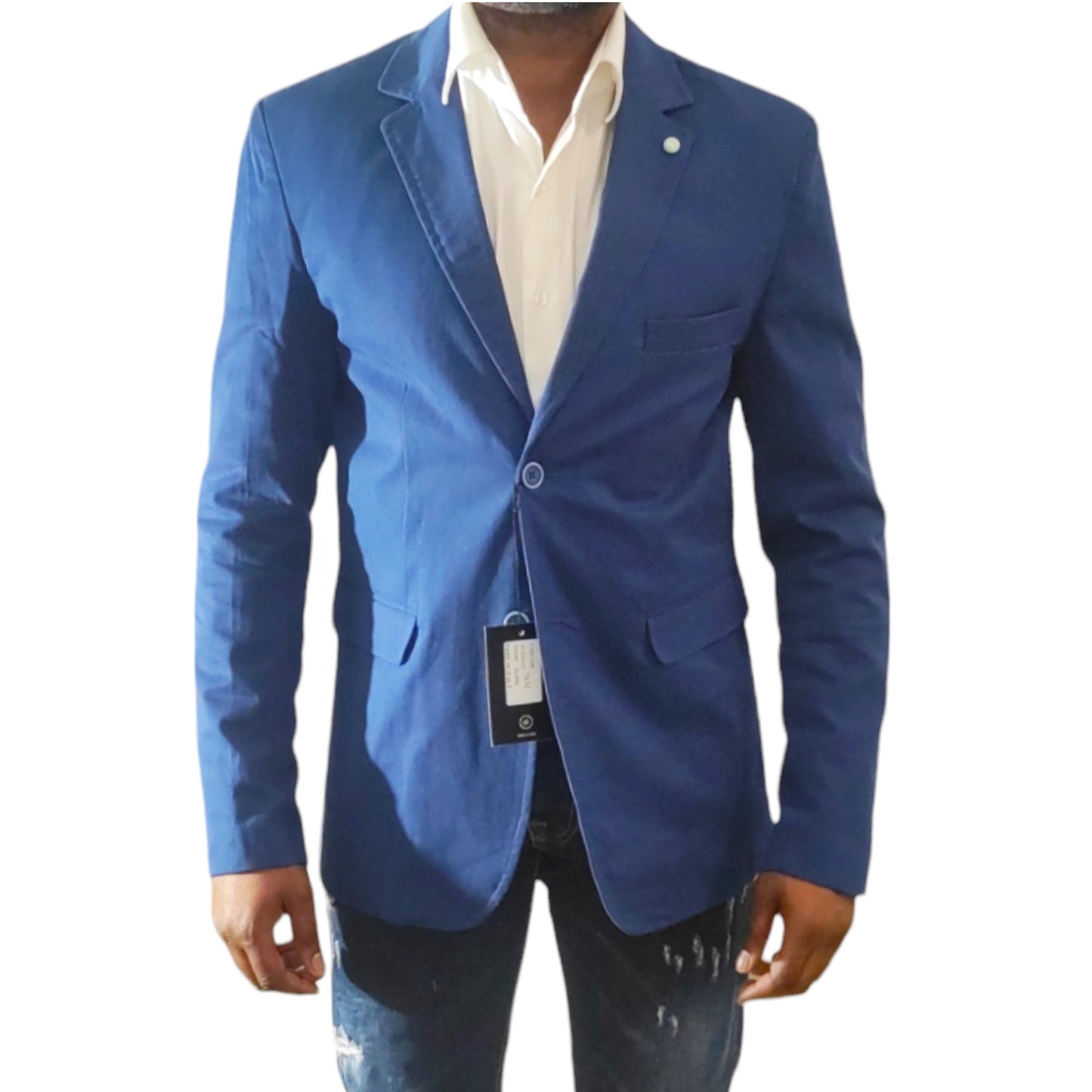 Veste Homme Blazer Bleu Marine - Made in Italy - Tissu Épais, Poche Plaquée et Fonte