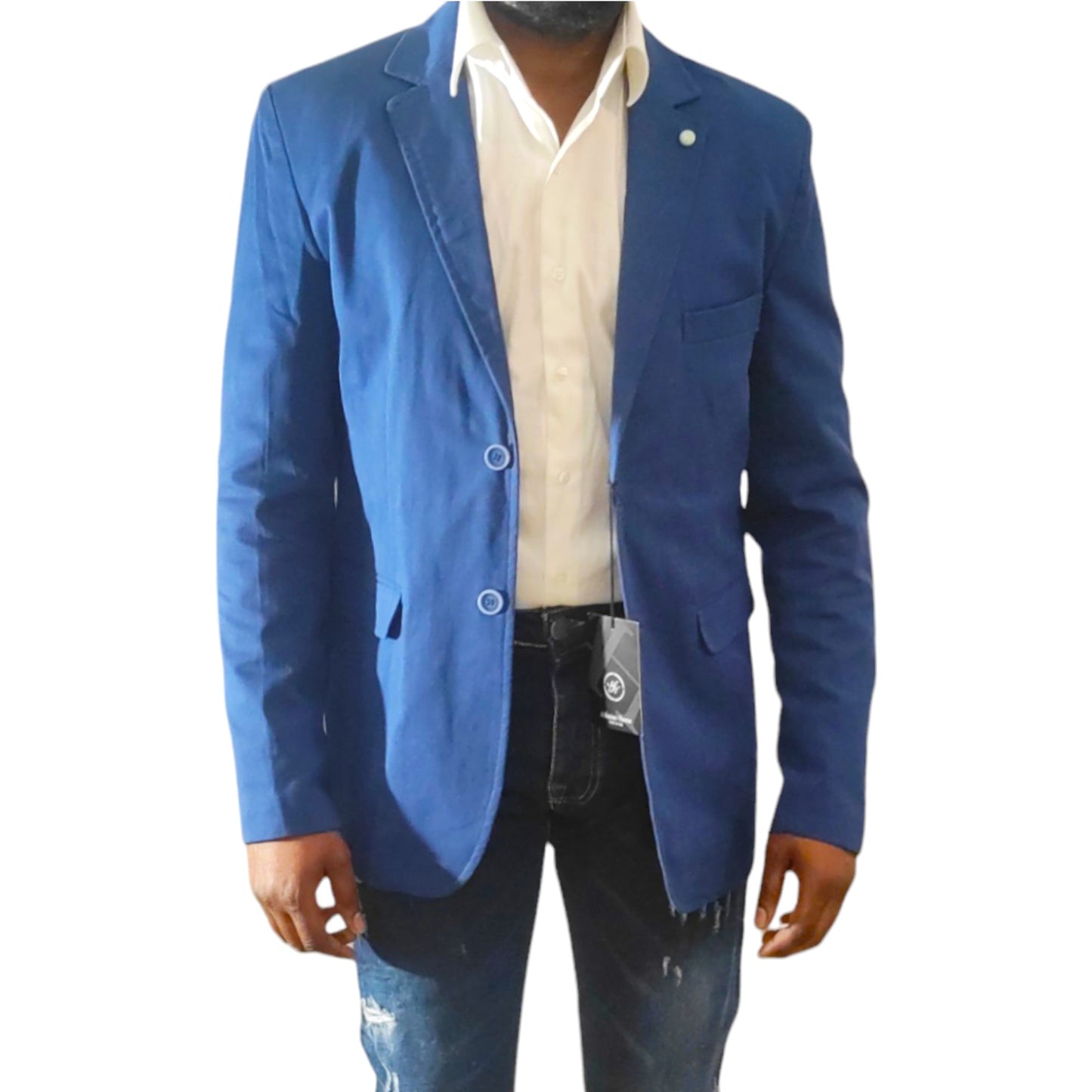 Veste Homme Blazer Bleu Marine - Made in Italy - Tissu Épais, Poche Plaquée et Fonte