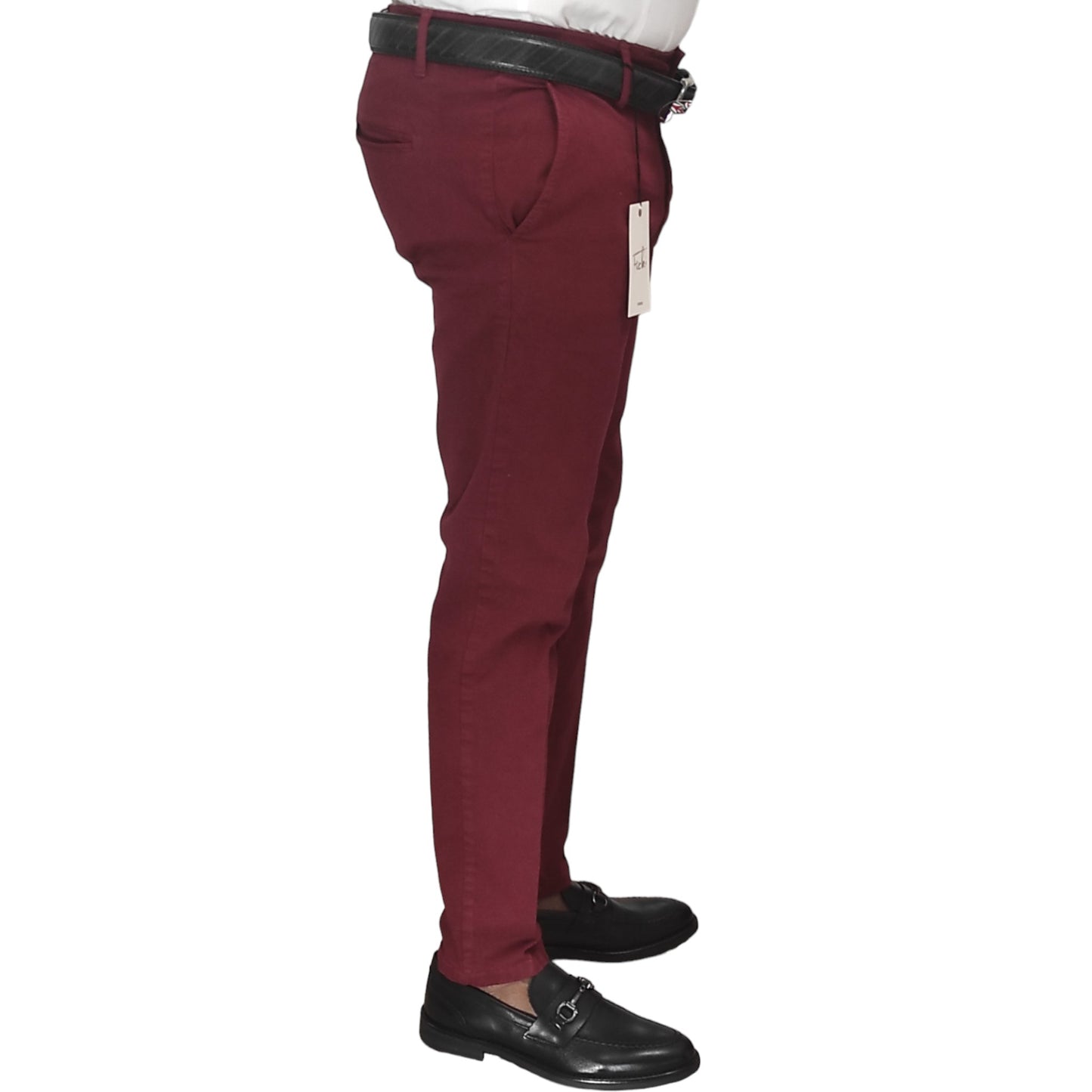 Pantalon Chino Léger Slim Fit pour Homme - Rouge Bordeaux - Made in Italy