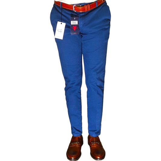 Pantalon Chino Léger Slim Fit pour Homme - Bleu - Made in Italy