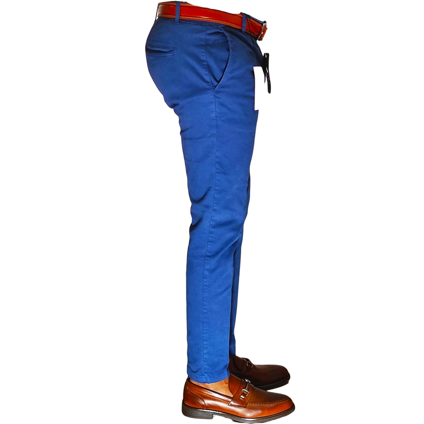 Pantalon Chino Léger Slim Fit pour Homme - Bleu - Made in Italy