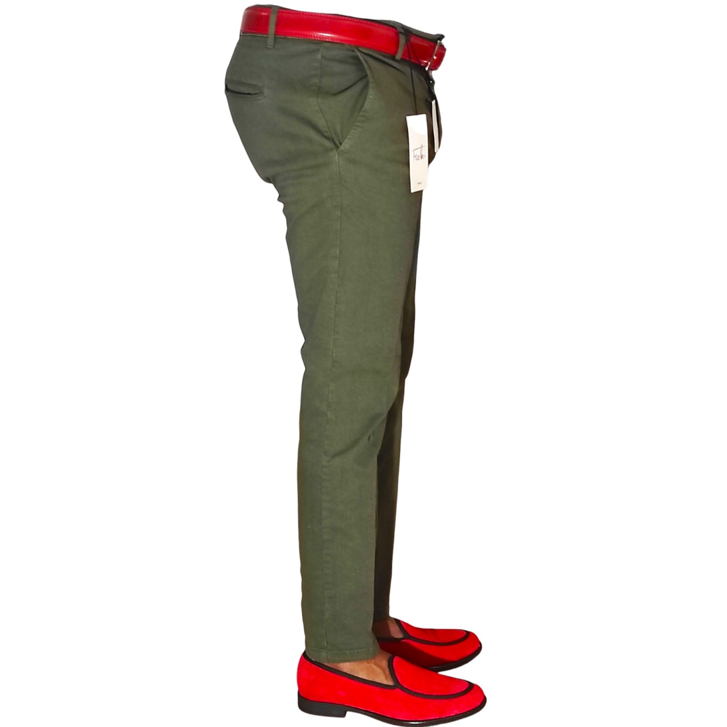 Pantalon Chino Léger Slim Fit pour Homme - Vert - Made in Italy