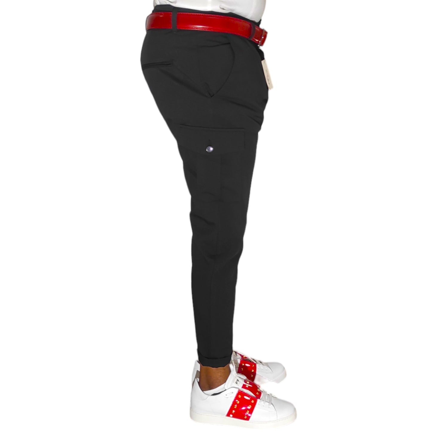 Pantalon noir Cargo Court Slim Fit Ficko - hyper léger