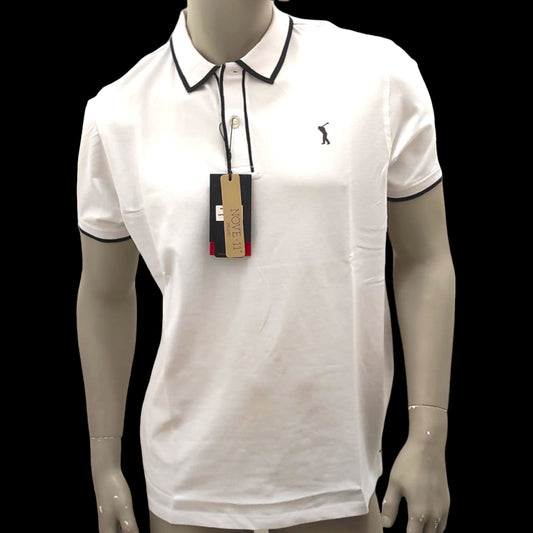 Polo Golf Blanc Piqué Stretch pour Homme - NOVE.11.MILANO - Made in Italy