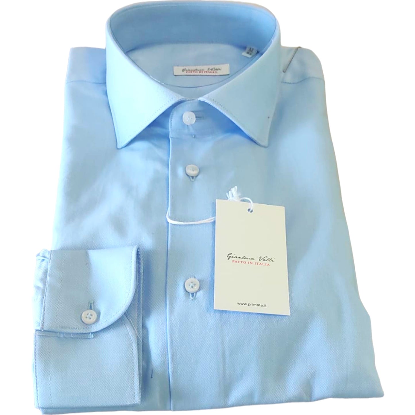 Chemise Bleue Ciel en Coton Piqué pour Homme - Gianluca Valli - Made in Italy