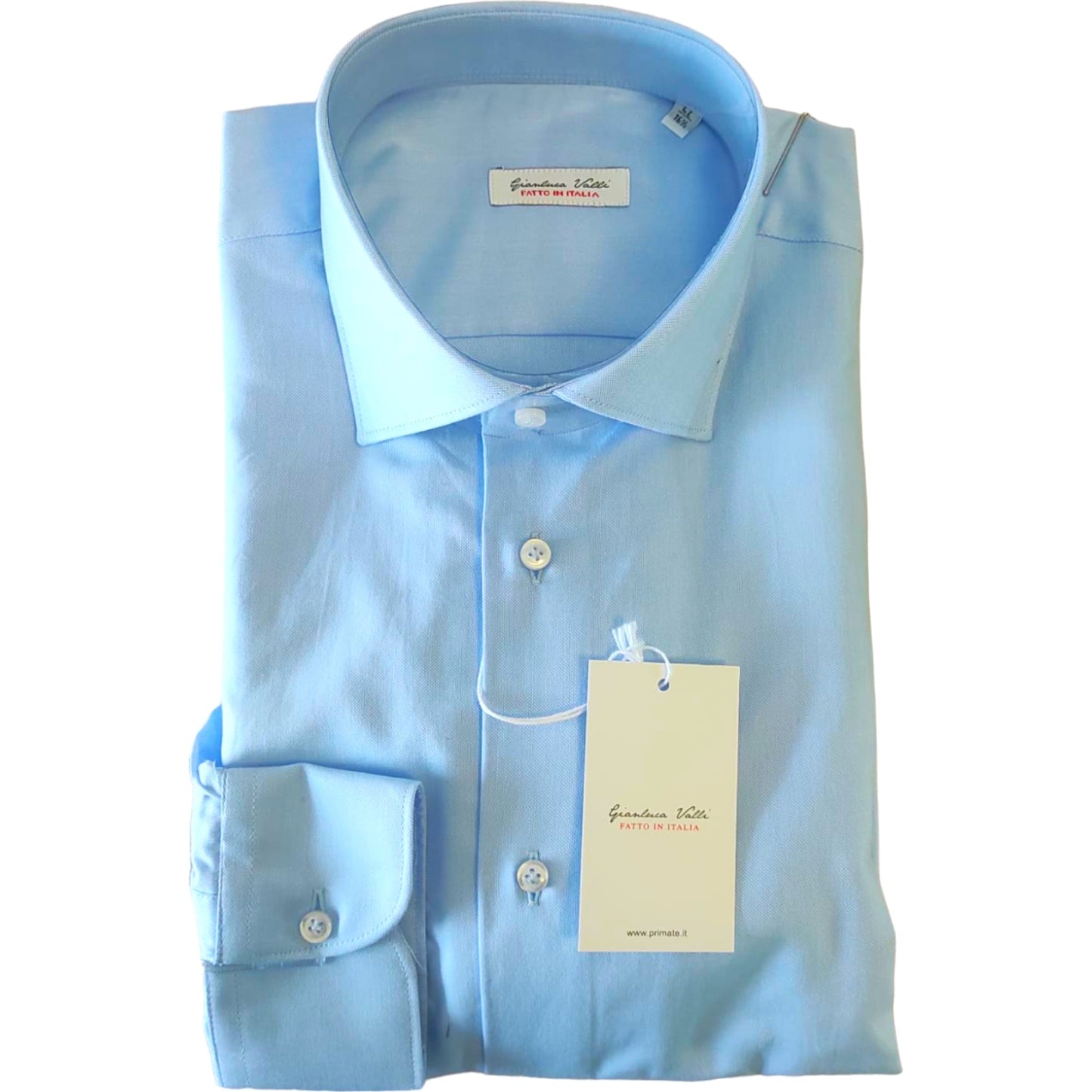 Chemise Bleue Ciel en Coton Piqué pour Homme - Gianluca Valli - Made in Italy