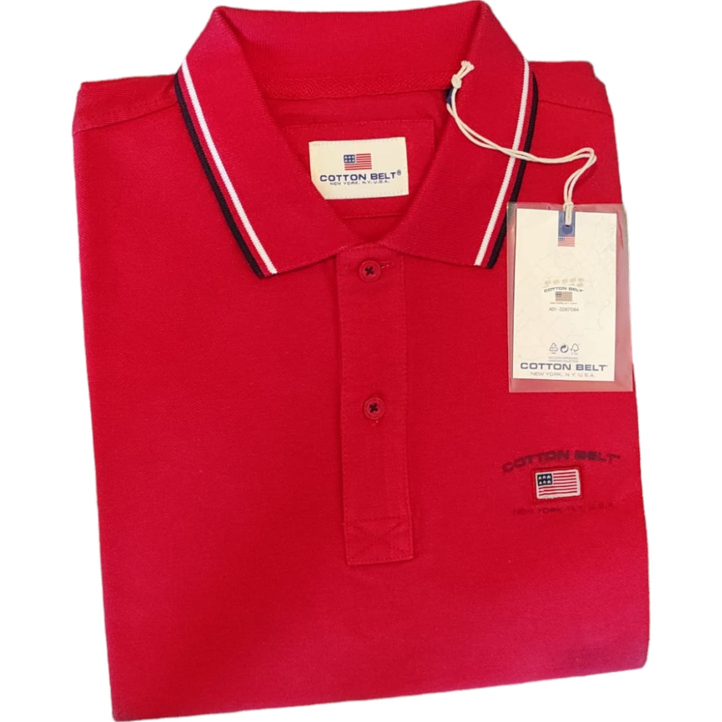 Polo Rouge Manches Courtes en Coton - Cotton Belt New York