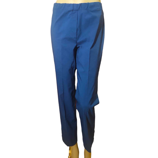 Pantalon Stretch Femme Slim à Bas Boutonnée, Fabriqué en Italie - Bleu Marine