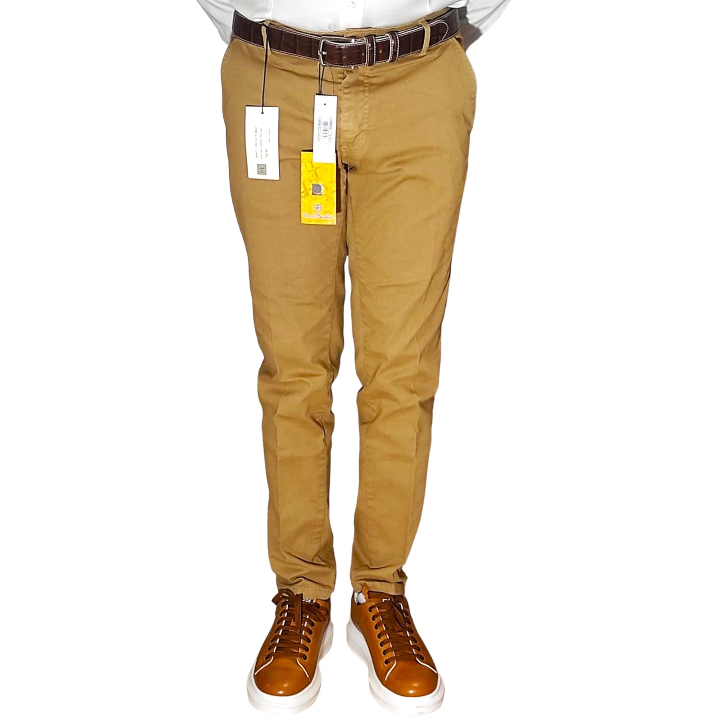 Pantalon Chino Léger Slim Fit pour Homme - Beige - Made in Italy