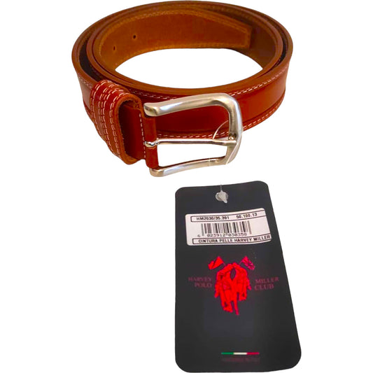 Ceinture Haut de Gamme pour Homme en Cuir Véritable Marron - Harvey Miller - Polo Club