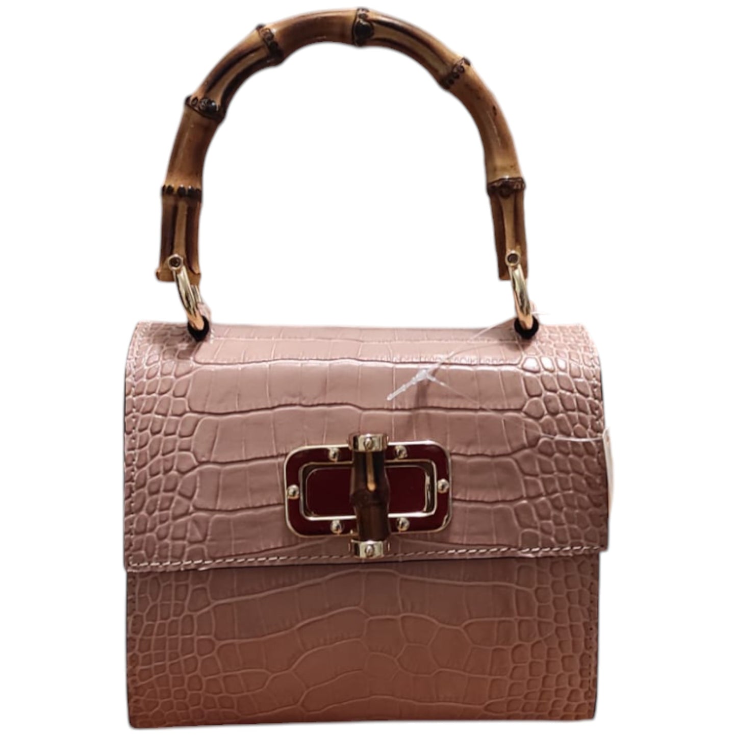 Sac à main Gisella en cuir authentique de Croco Made in Italy beige