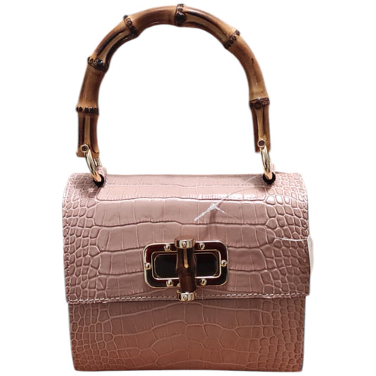 Sac à main Gisella en cuir authentique de Croco Made in Italy beige