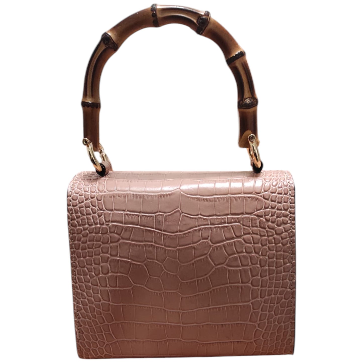 Sac à main Gisella en cuir authentique de Croco Made in Italy beige