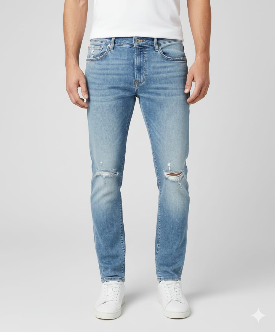 Jeans Homme OVS – JAKE (Slim) – Bleu clair délavé / effet used