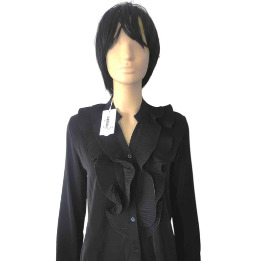 Ruffled blouse, long sleeves