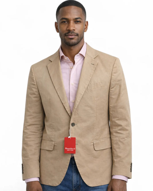 Blazer Homme Beige Sable – Ricerche di Enrico Coveri | 100% Coton | Coupe Classique