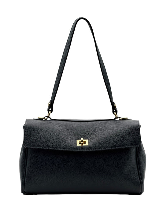 Sac à main noir en cuir véritable
