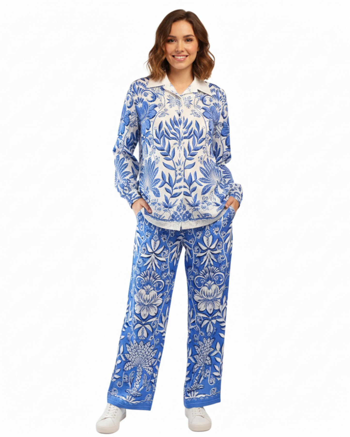Ensemble femme en soie “Bleu Majolica” - Vanis