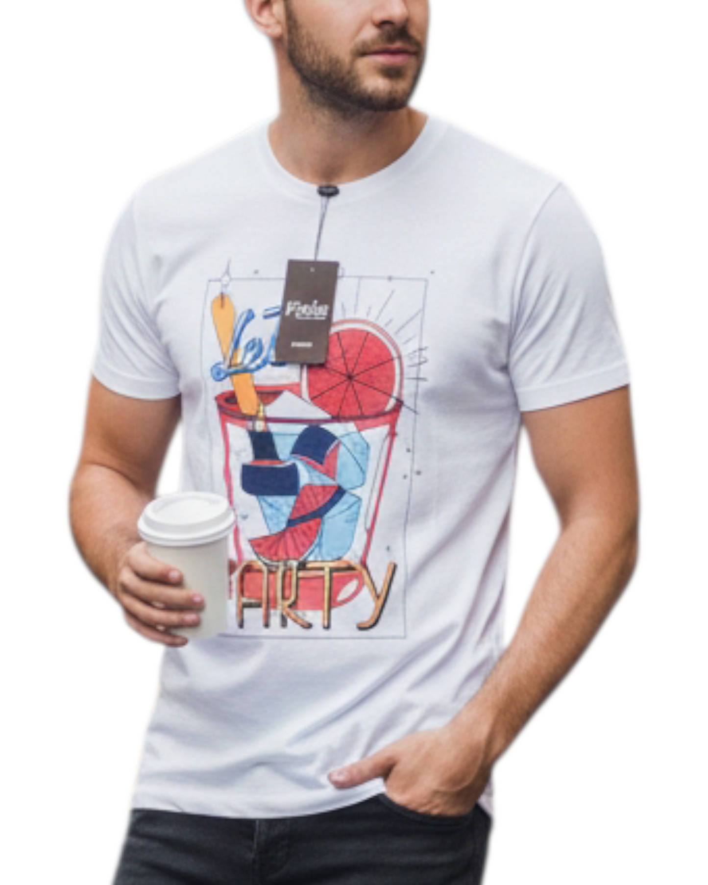 Tee-shirt imprimé de Luxe Blanc Ficko pour Homme - Made in Italy
